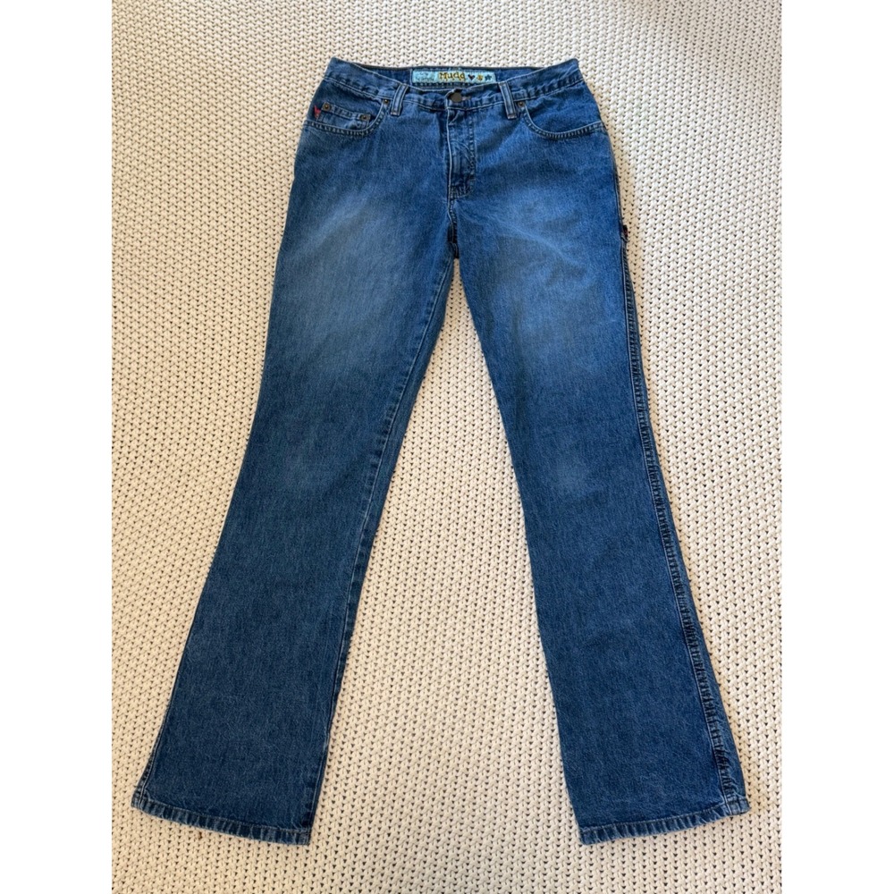 Vintage 90s Y2K Mudd Carpenter Jeans Blue Denim Mid Rise Flare size 9 Waist 27"